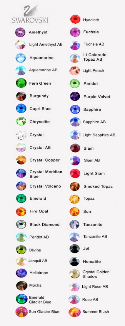 Swarovski Rhinestone Colors